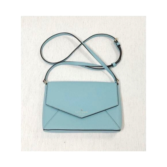 Kate Spade Monday Crossbody Bag Blue Leather Envelope - Picture 1 of 16